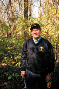 Allen County Coroner Jon Brandenberger at the crime scene between the leaf dump site and the Saint Mary’s River.
