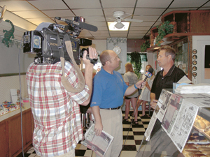 TV 33’s Mark in the Morning doing a live interview with Editor Bob Stark from The Waynedale News.