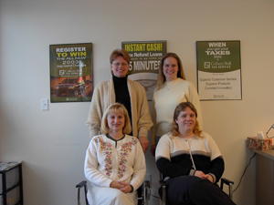 The friendly professional staff at Colbert/Ball Tax Service (l-r sitting) Owner Kathy Frye and Leesa Boots (l-r standing) Deni Yaggi and Courtney Todd.