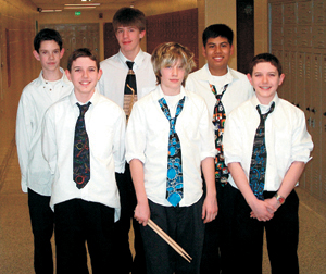 Front row from left: Austin Steenman, Jethro McConnell, and Alex Steenman.  Back row from left: Andrew Lamping, Kenneth Aschliman, and Noe Flores.