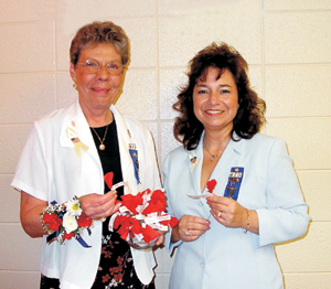 Poppy Day! (l-r) American Legion Post #241 newly elected Women’s Auxiliary President Diane Martz and Vice President Kathy Alexander-Miller