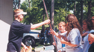 Fishing Poles were given away by Waynedale News representative, Alex Cornwell at the Waynedale Memorial Park during Waynedale Daze. 