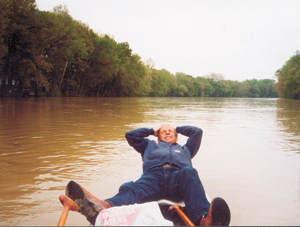 Dan paddling? down the one-way stream of the Wabash.