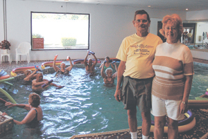 Dan and Bonnie Gage are the new owners of Star Health & Fitness.  In the pool is the Aquatic Class lead by instructor Lorraine Leary.