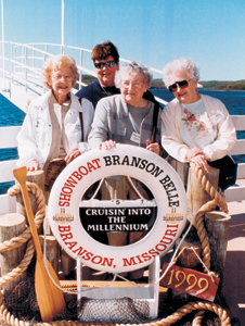(l-r) Helen Welch, Kathy Petty, Marybelle Davis, and Ester Sipe during a vacation in Branson, Missouri. 