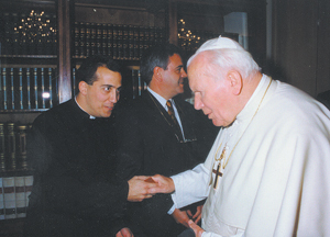 Photo courtesy of Father Joe Father Joseph Rulli, St. Therese Catholic Church meets Pope John Paul II in Rome.