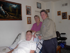 The Convalescent Shop provides a full range of respiratory products and services. (Above) Jeff Siples of The Convalescent Shop is at the home of Roger West on Old Trail Road providing care and assistance. Standing behind Roger is his faithful caretaker and wife Arlene.