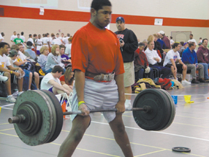 Breohnt Ellington demonstrates a Dead Lift of 400 lbs. in the NEIRC Competition held January 21, 2006.