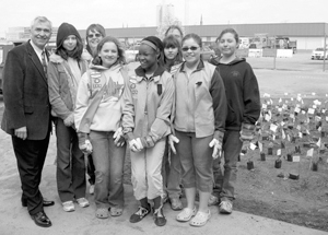 Members of Girl Scout Troop 369 - Indian Village Elem. School along with Mayor Henry who also helped plant on Saturday, April 26. 