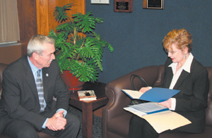 Mayor Tom Henry meets with Melissa Jaegle on Monday, January 26, 2009, ninth floor, City County Building.