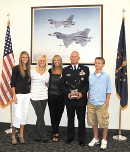 Indiana’s Air National Guard First Sergeant of the Year MSgt Anthony Johnston with his wife Marilyn, and three children Kaitlin, Alexandria and Jack.