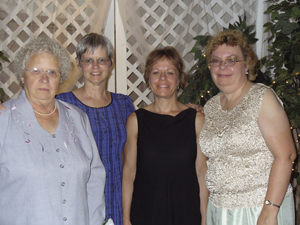 Our mother Dorothy Levihn poses with daughters Lois, Brenda and Karen at her grandson’s wedding.