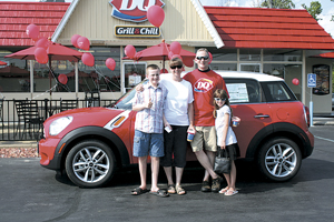 Robbie Sondag, one of six across the country, was a winner in the Dairy Queen Mini Blizzard TREATment online video contest. He received his prize, a new Mini Cat the Dairy Queen on Lower Huntington Rd.