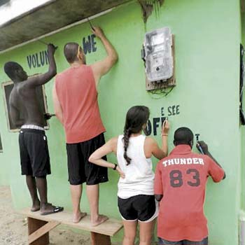 Helping fellow Ghanaians with the house project in Busua.