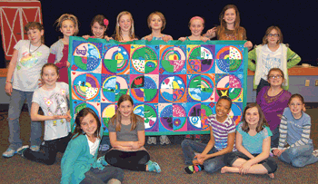 Painting created by Fifth Grade Junior Girl Scout Troop #20620 to Lutheran Children’s Hospital. (standing L to R) - Samanta Dutt, Nicole Ladig, Madison Daugherty, Kylynn Lynam, Catherine Brooks, Kathleen Simunek, Trinity Draffen, Madelynn, Monroe (kneeling on L in grey) - Mia Geoffray (kneeling on R in purple) - Annie Siffer (sitting L to R) - Sophia Oser, Nina Robinson, Armoni Longmore, Cailey Venturini, Anna Houser. Missing are: Lily Lindsay, Chloe Morton, and Grace Sarrazin