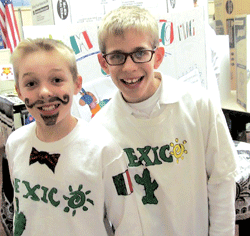 Jackson Jacobs and Christopher Svitek have fun in the Mexico classroom.