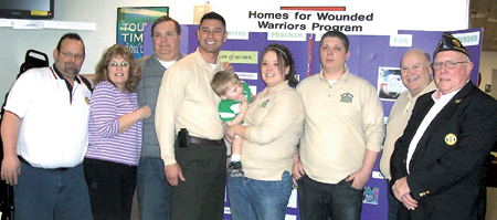 From left to right:  Mike Shuler (241 S.A.L. Commander), Diana West (241 Aux. President), Al White (Nappanee Legion Commander), Markus Trouerbach (President & founder of H.W.W.P.), Joel, Sarah, & SPC Matthew Moeller, Dave Stephens, & Ken Holloway (241 Legion Commander).