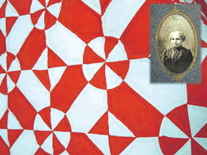 Anna Westmire (1828-1916) and her square and compass quilt.