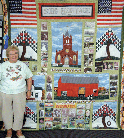 Carole Sorg and her People’s Choice quilt “Sorg Heritage from 1837”