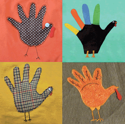 Hand drawn hand turkeys make for creative Thanksgiving decorations!